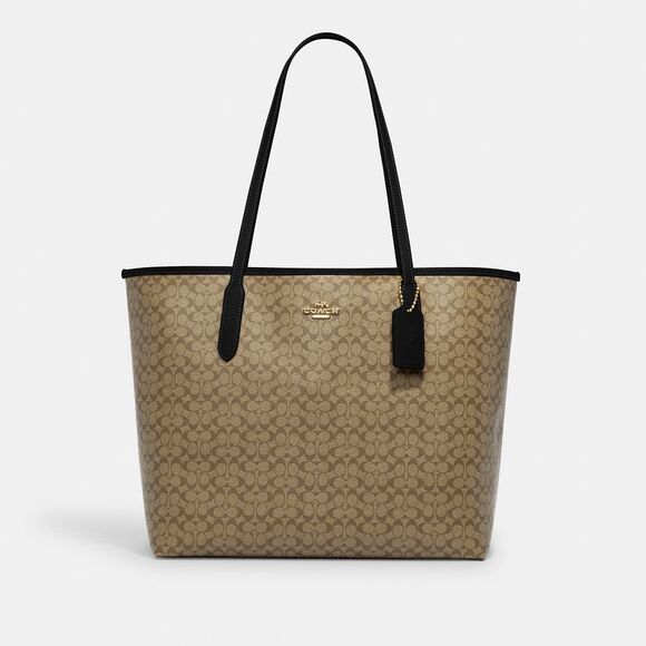 NWT Coach Outlet City Tote Bag In Micro Signature Canvas - Picture 1 of 6